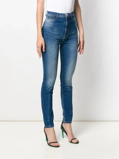 Philipp Plein High Waist Jeggings In Blue