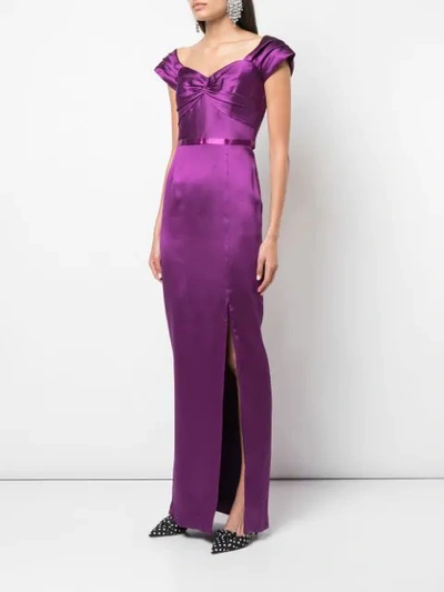 Shop Marchesa Notte Satin Gown In Purple