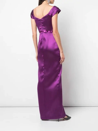 Shop Marchesa Notte Satin Gown In Purple