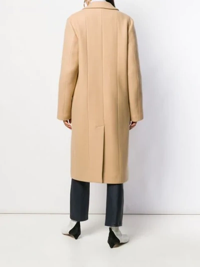 Shop Msgm Double Breasted Coat In Neutrals