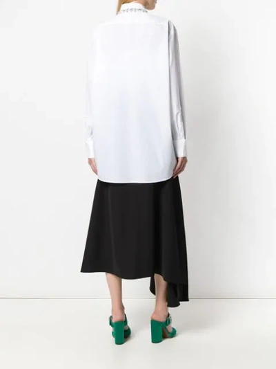 Shop Prada Embellished Collar Longline Shirt In White