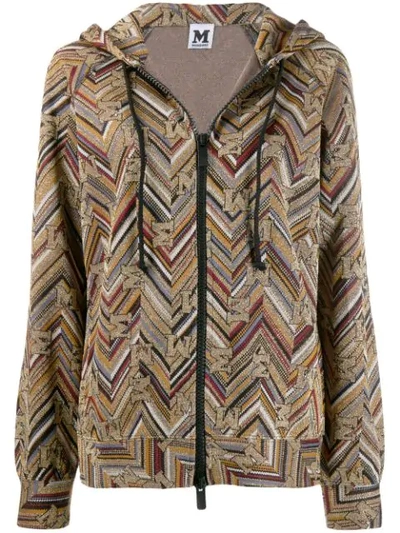 Shop Missoni Jacquard Hooded Jacket In Gold