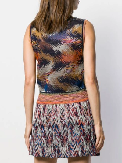 Shop Missoni Pattern Mix Knitted Top In Blue