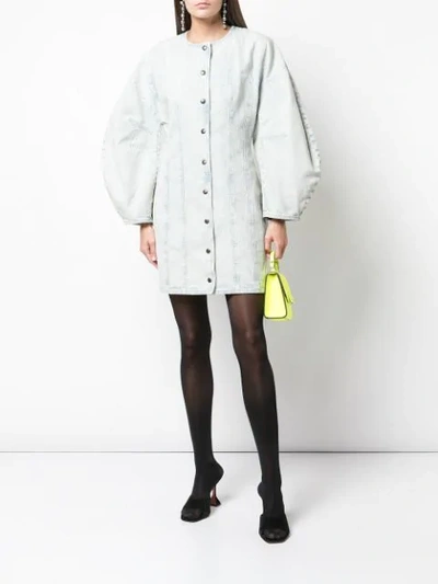 Shop Givenchy Puffed Sleeves Denim Dress In White