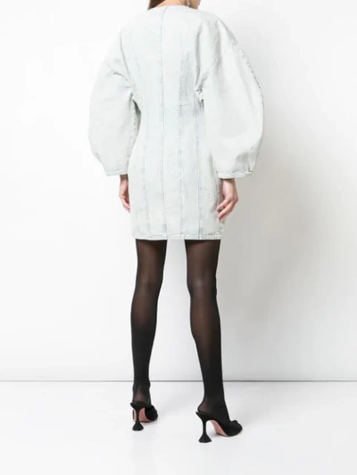 Shop Givenchy Puffed Sleeves Denim Dress In White