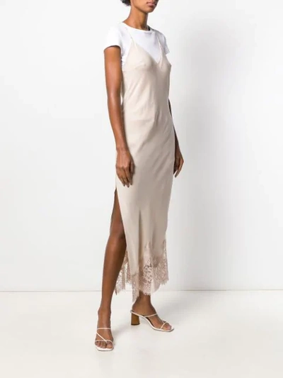 Shop Gold Hawk Lace Trimmed Slip Dress In Neutrals