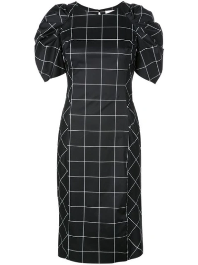 Shop Milly Check Print Dress In Black