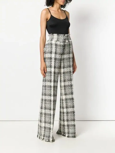 Shop Msgm Check Palazzo Pants - Neutrals