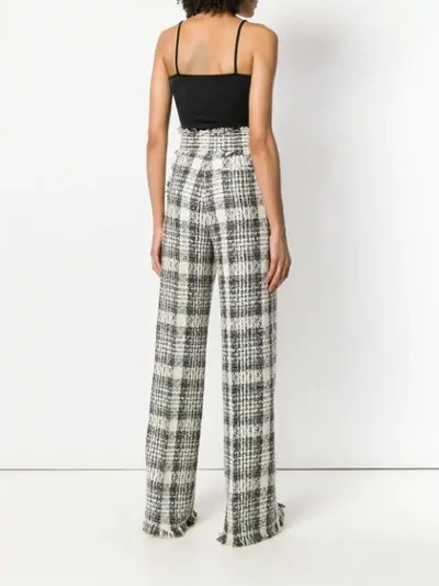 Shop Msgm Check Palazzo Pants - Neutrals