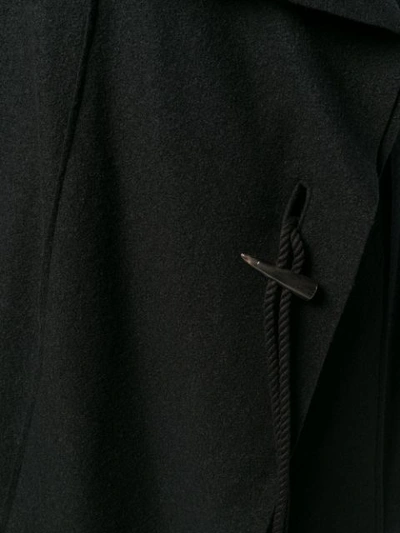 Shop Y's Wrap Front Fringed Coat In Black