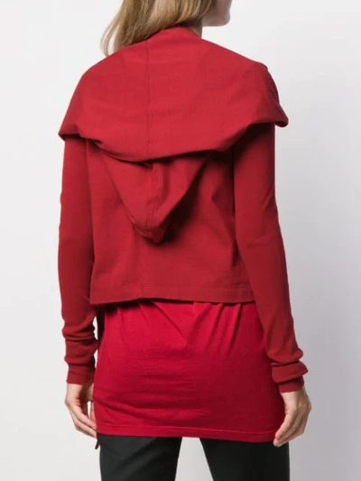 Shop Rick Owens Drkshdw Hooded Deconstructed Jacket In Red