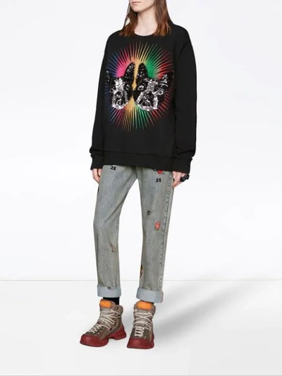 Shop Gucci Cotton Sweatshirt With Bosco And Orso In Black