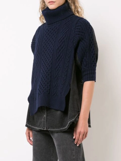 Shop Sacai Layered Turtleneck Sweater - Blue