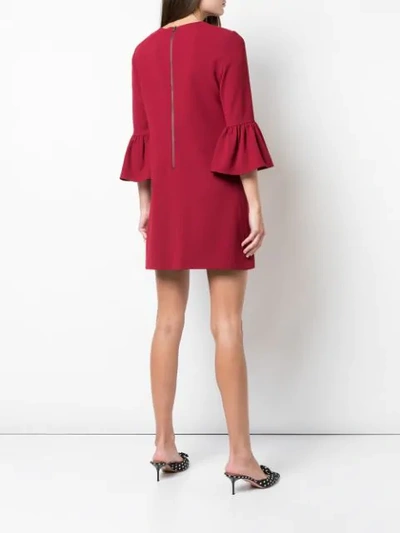 Shop Alice And Olivia Coley Ruffled-cuff Dress In Red
