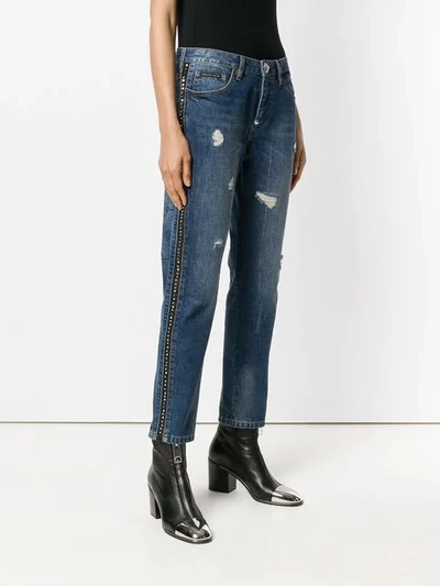 Shop Philipp Plein Distressed Boyfriend Jeans In Blue