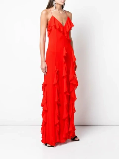 Shop Alice And Olivia Claudine Ruffled Gown In Red