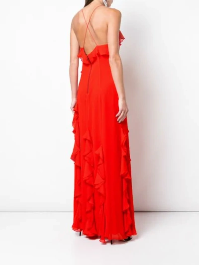 Shop Alice And Olivia Claudine Ruffled Gown In Red