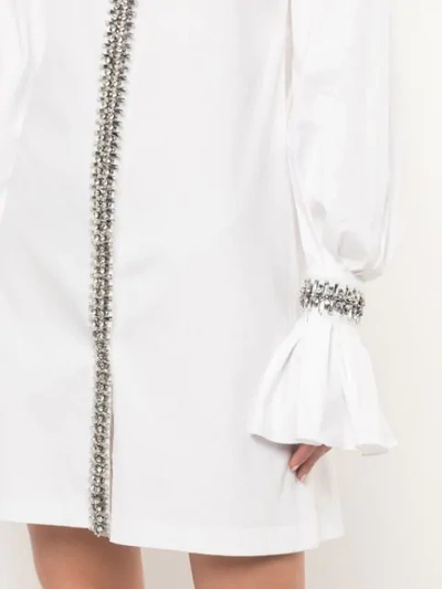Shop Carolina Herrera Crystal Embellished Shirt Dress In White