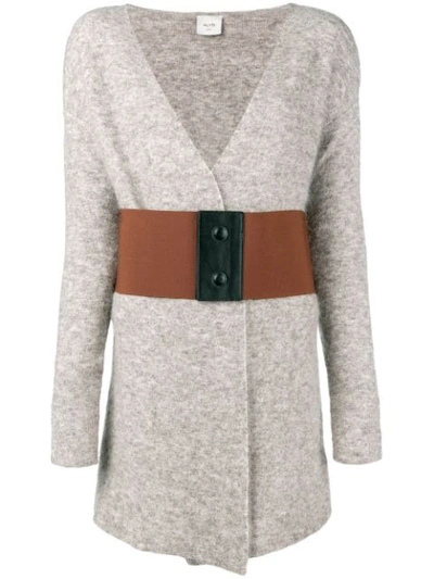 Shop Alysi Belted Fitted Cardigan - Grey