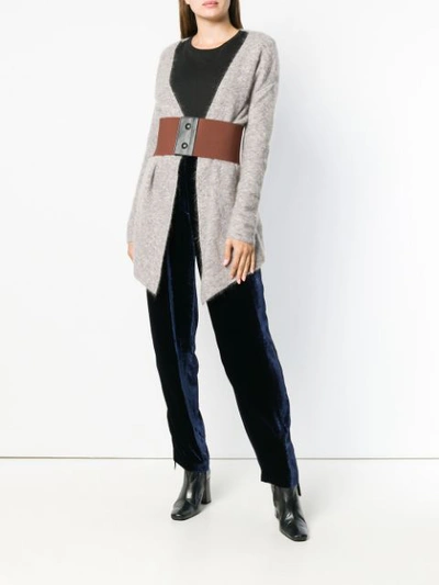 Shop Alysi Belted Fitted Cardigan - Grey