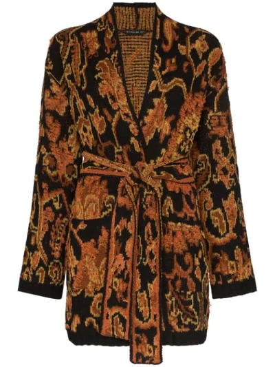 ETRO IKAT INTARSIA KNIT WRAP CARDIGAN - 棕色