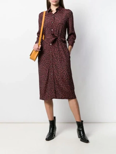 Shop Apc Leopard Print Dress In Red