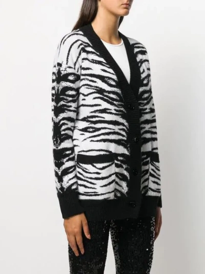 Shop Laneus Tiger Knit Cardigan In Black