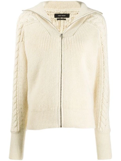 Shop Isabel Marant Lenz Cable Knit Cardigan In White