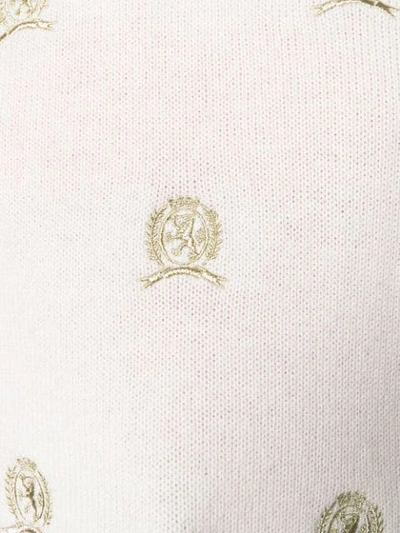 Shop Tommy Hilfiger Embroidered Crest Jumper In Yah Bianco