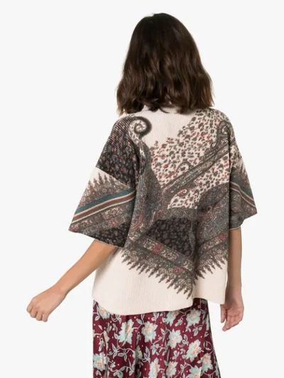 Shop Etro Oversized Paisley-print Ribbed Jumper In Neutrals