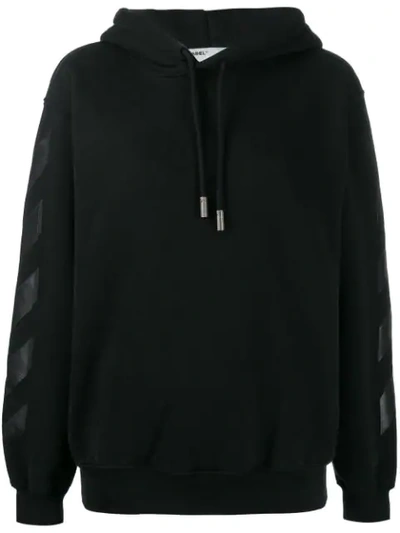 Shop Off-white Logo Drawstrings Hoodie In Black