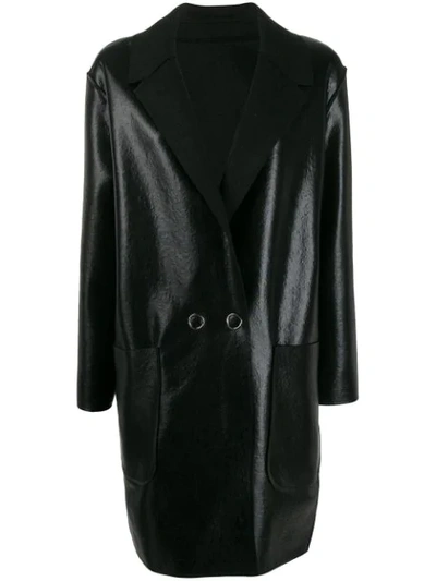 Shop Pinko Double Breasted Coat In Black