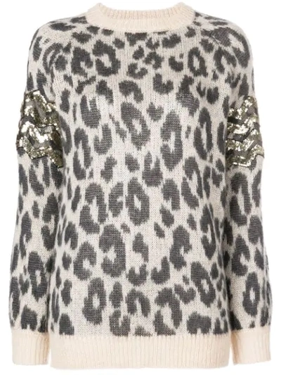 Shop Aniye By Leopard Print Oversized Sweater In Neutrals