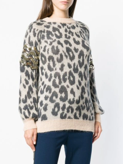 Shop Aniye By Leopard Print Oversized Sweater In Neutrals