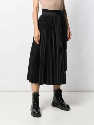 Shop Sacai Pleated Asymmetric Skirt In 002 Black Black