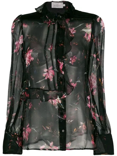 PREEN BY THORNTON BREGAZZI ELVA FLORAL PRINTED BLOUSE - 黑色