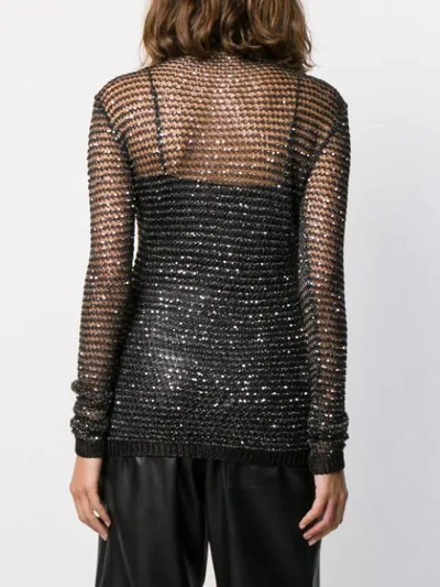 Shop Balmain Sequin Embroidered Top In Eac Noir Argent