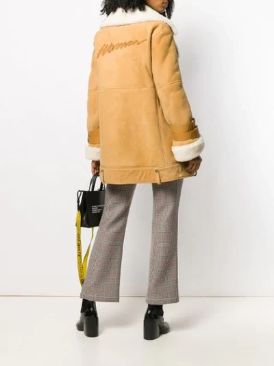 Shop Off-white Suede Biker Coat In Neutrals