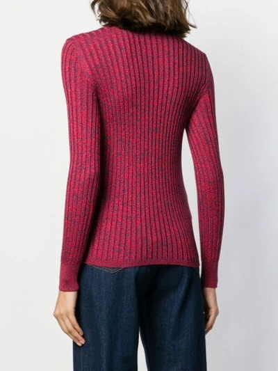 Shop Gucci Turtle Neck Ribbed Sweater In Red