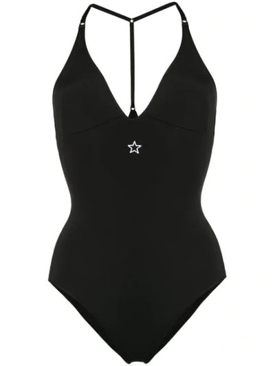Shop Stella Mccartney Embroidered Star Swimsuit In Black
