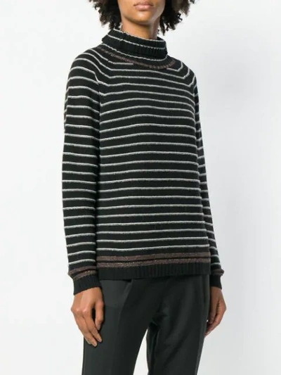 Shop Phisique Du Role Gestreifter Rollkragenpullover In Black