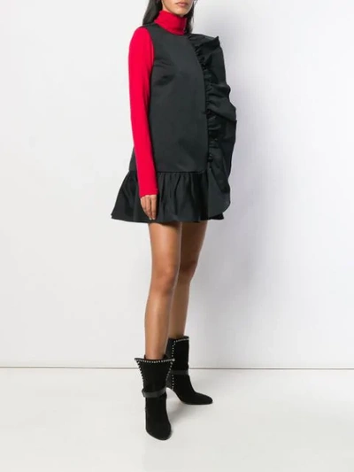 Shop Red Valentino Red(v) Ruffled Mini Dress In Black