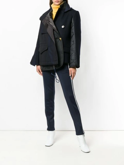 Shop Sacai Layered Hooded Jacket In Blue