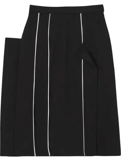 Shop Burberry Piping Detail Skirt In Black