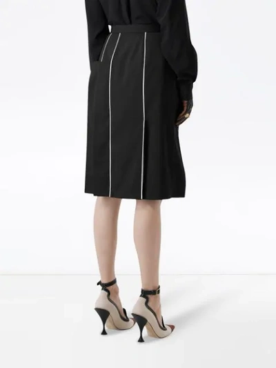 Shop Burberry Piping Detail Skirt In Black