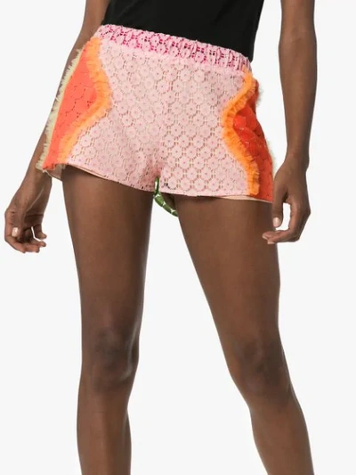 Shop Viktor & Rolf High-waisted Lace Shorts In Multicolour