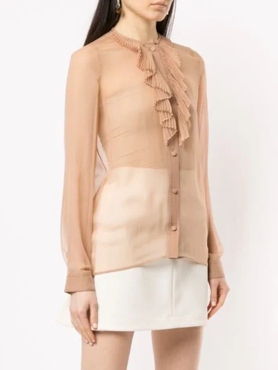 Shop N°21 Ruffled Silk Shirt In Neutrals