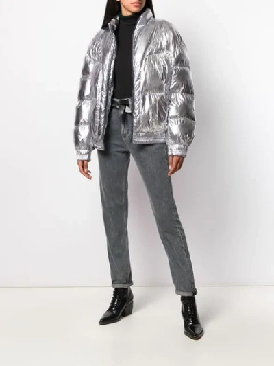 Shop Isabel Marant Étoile Metallic Puffer Jacket In Silver