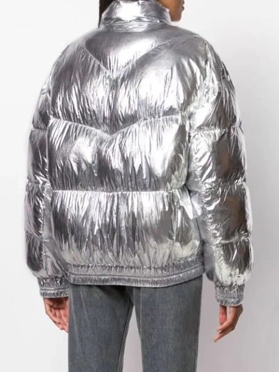 Shop Isabel Marant Étoile Metallic Puffer Jacket In Silver