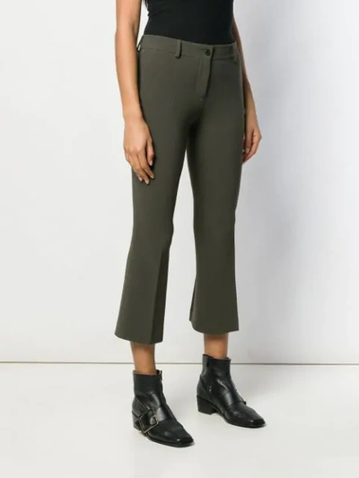 Shop Alberto Biani Cropped Crepe Trousers In Green